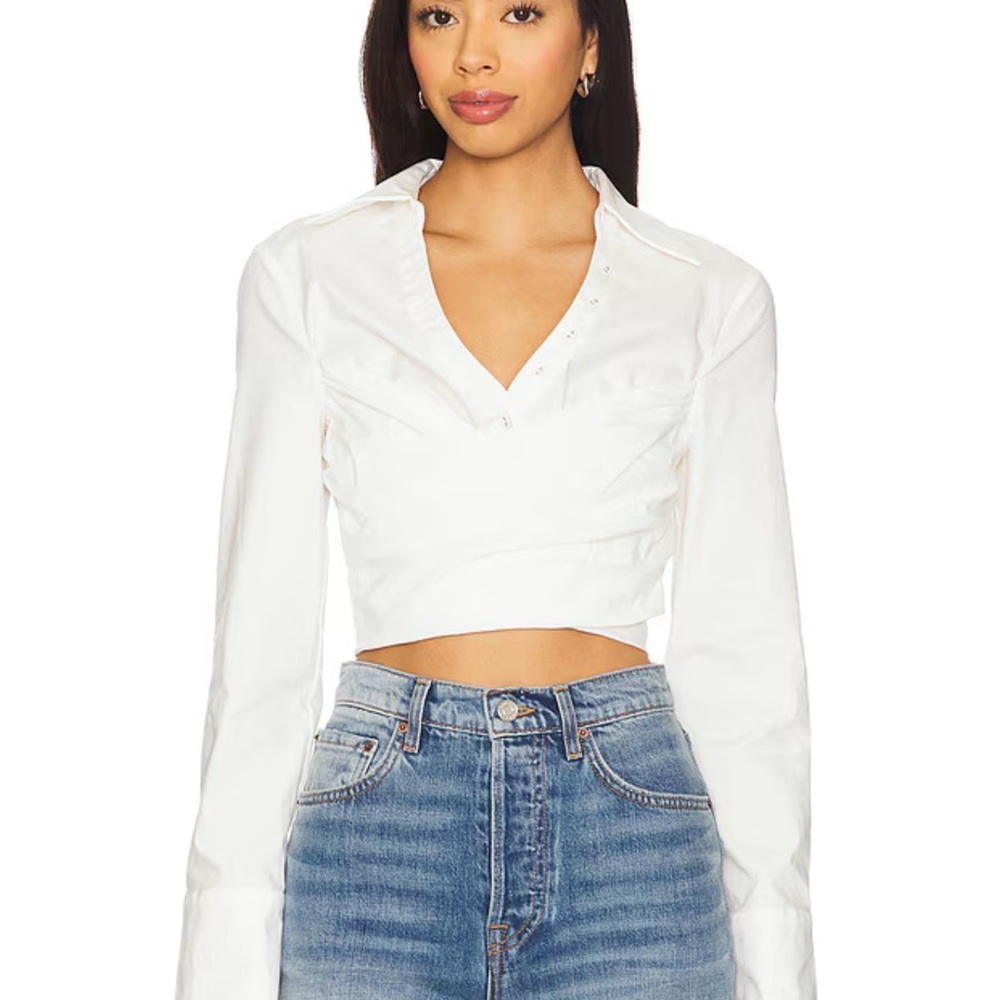 Revolve Camila Coelho White Wrap Top